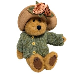 Boyds Collection Ltd J B Bean Series Teddy Bear Flower Hat Green Sweater‎